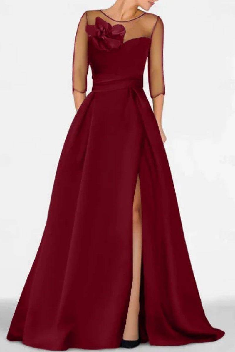 Elegant A Line Sweetheart 3/4 Sleeves High Split Mother of the Bride Dress