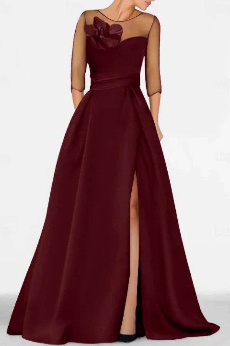 Elegant A Line Sweetheart 3/4 Sleeves High Split Mother of the Bride Dress
