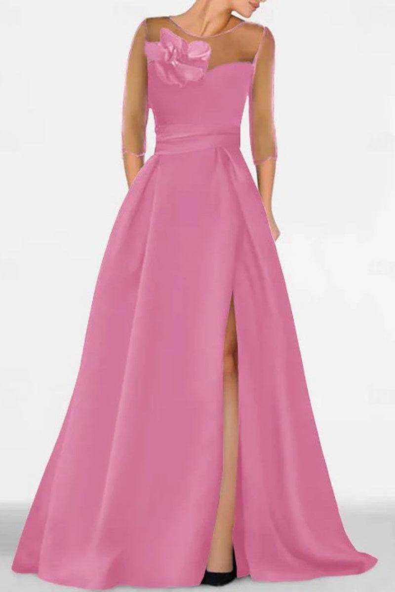 Elegant A Line Sweetheart 3/4 Sleeves High Split Mother of the Bride Dress