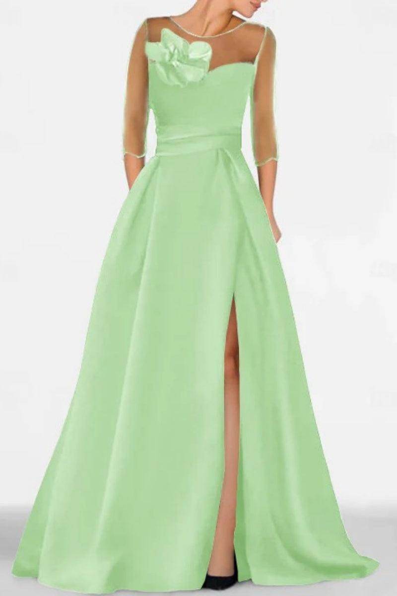 Elegant A Line Sweetheart 3/4 Sleeves High Split Mother of the Bride Dress