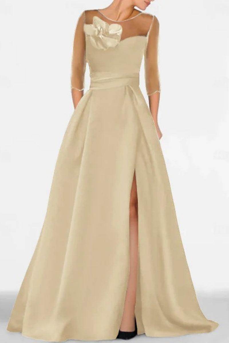 Elegant A Line Sweetheart 3/4 Sleeves High Split Mother of the Bride Dress