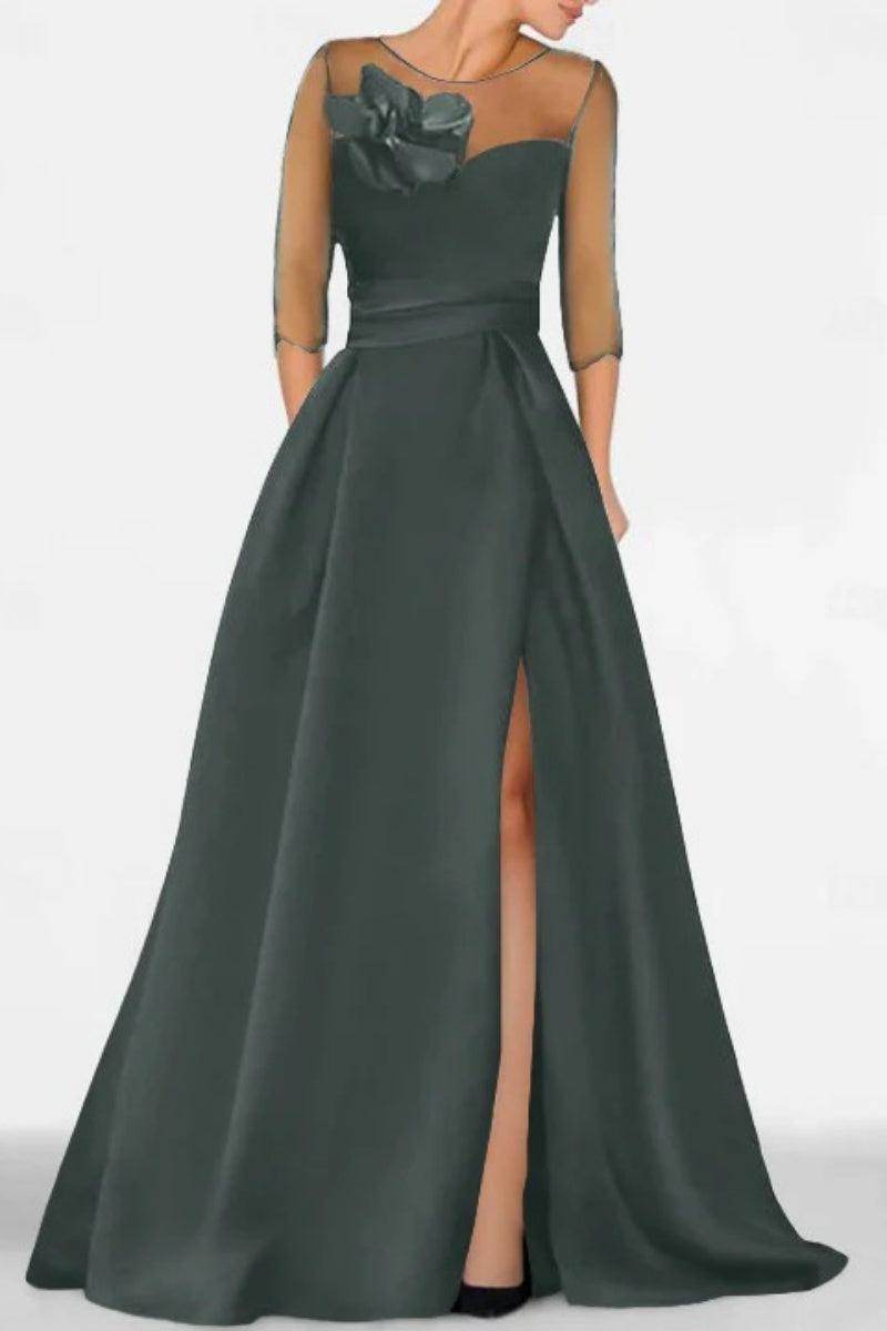 Elegant A Line Sweetheart 3/4 Sleeves High Split Mother of the Bride Dress