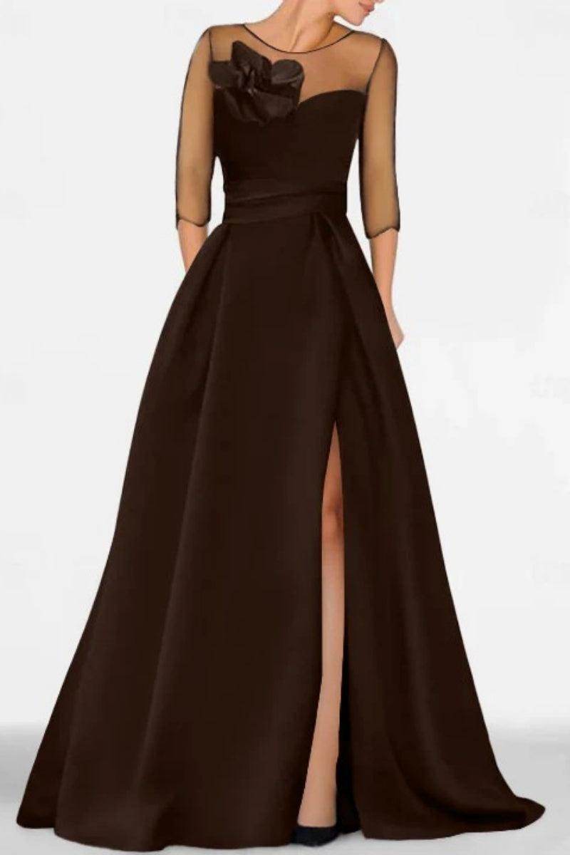 Elegant A Line Sweetheart 3/4 Sleeves High Split Mother of the Bride Dress