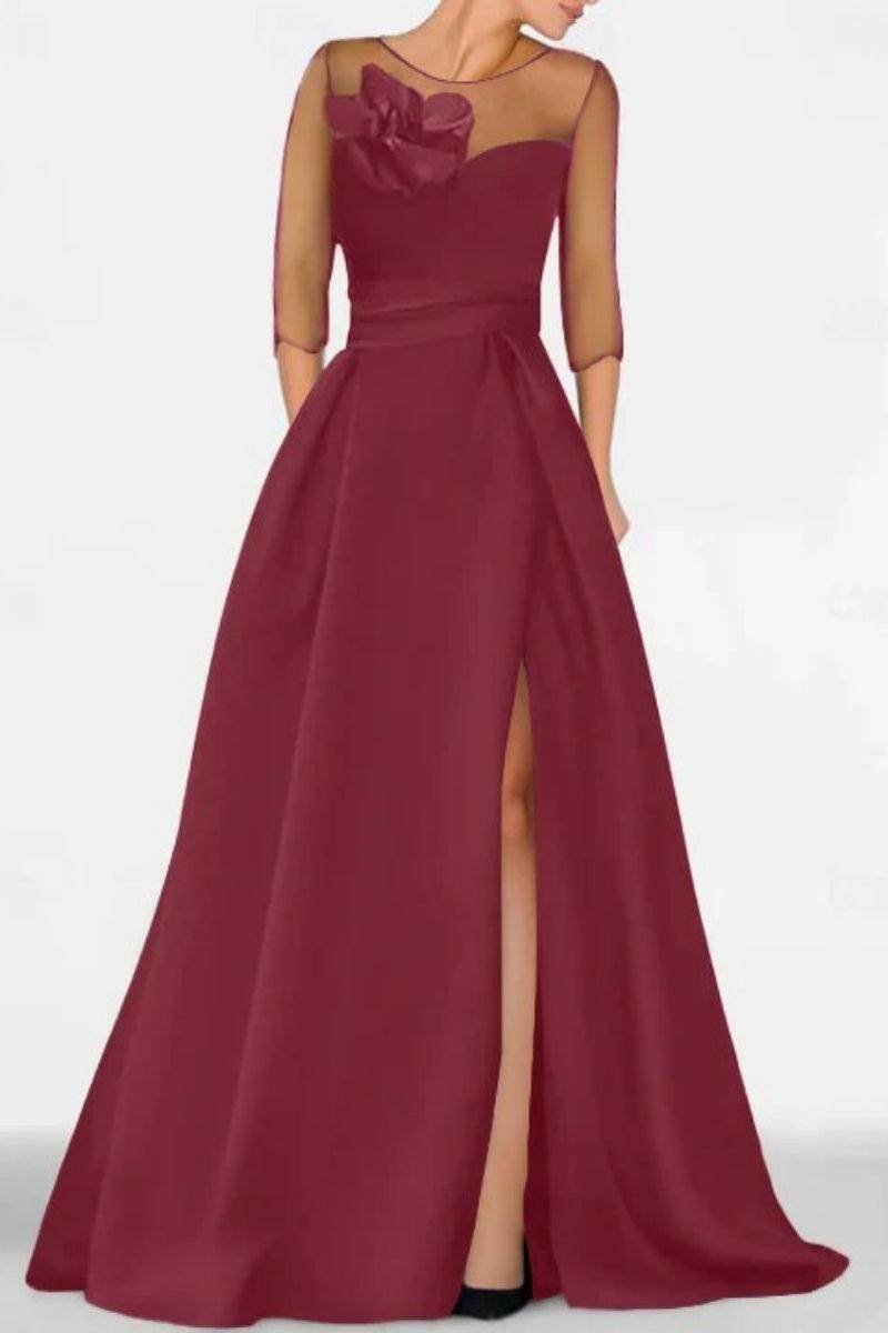 Elegant A Line Sweetheart 3/4 Sleeves High Split Mother of the Bride Dress