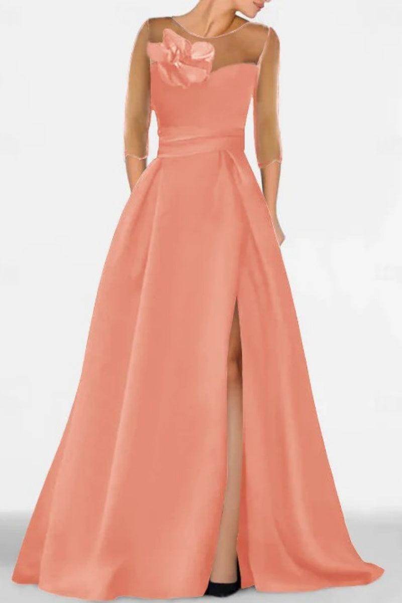 Elegant A Line Sweetheart 3/4 Sleeves High Split Mother of the Bride Dress