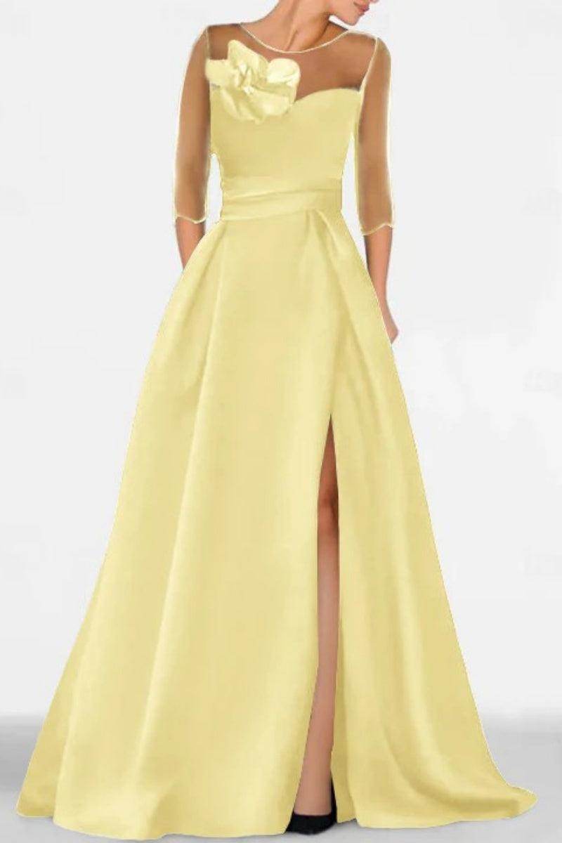 Elegant A Line Sweetheart 3/4 Sleeves High Split Mother of the Bride Dress