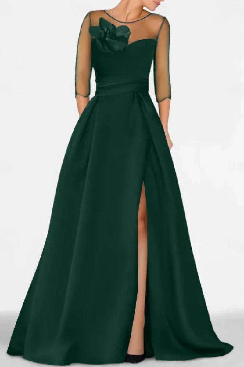 Elegant A Line Sweetheart 3/4 Sleeves High Split Mother of the Bride Dress