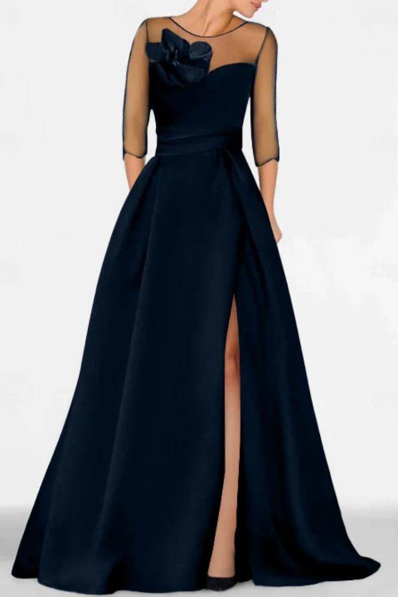 Elegant A Line Sweetheart 3/4 Sleeves High Split Mother of the Bride Dress