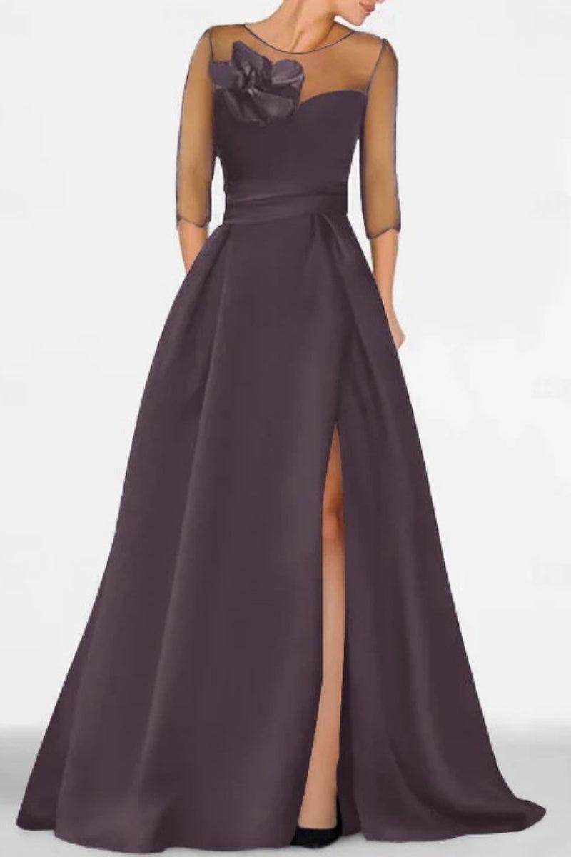 Elegant A Line Sweetheart 3/4 Sleeves High Split Mother of the Bride Dress