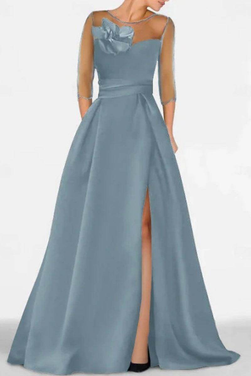 Elegant A Line Sweetheart 3/4 Sleeves High Split Mother of the Bride Dress