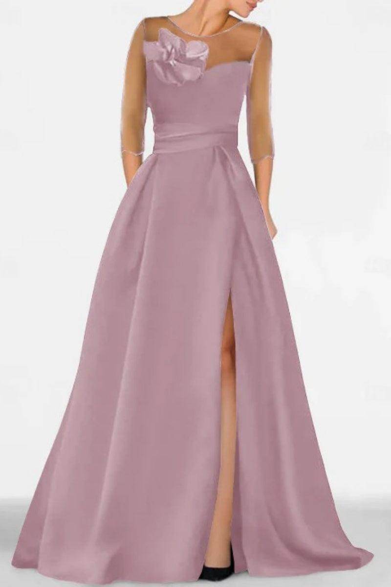 Elegant A Line Sweetheart 3/4 Sleeves High Split Mother of the Bride Dress