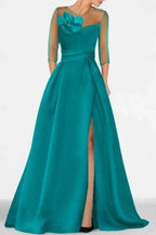 Elegant A Line Sweetheart 3/4 Sleeves High Split Mother of the Bride Dress