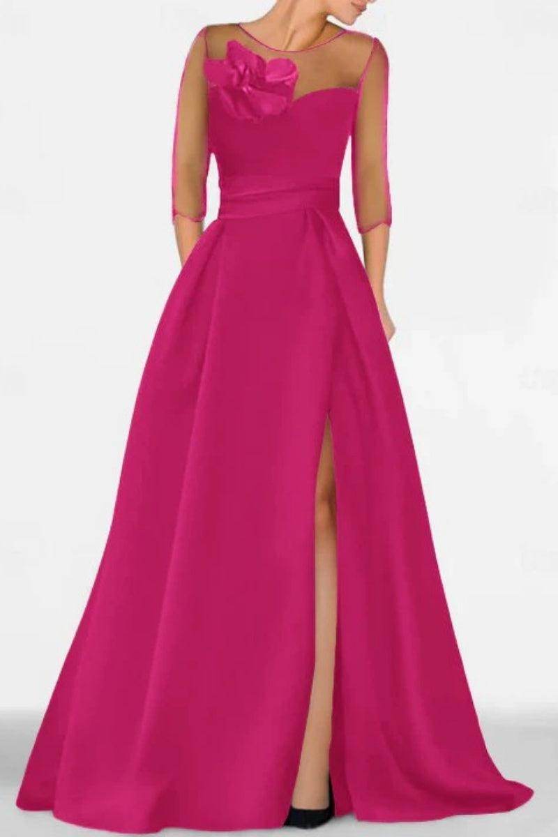 Elegant A Line Sweetheart 3/4 Sleeves High Split Mother of the Bride Dress