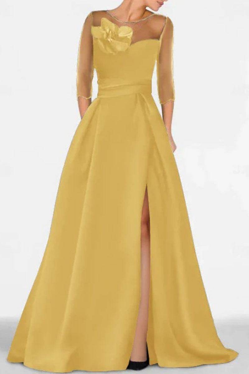 Elegant A Line Sweetheart 3/4 Sleeves High Split Mother of the Bride Dress