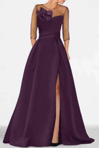 Elegant A Line Sweetheart 3/4 Sleeves High Split Mother of the Bride Dress