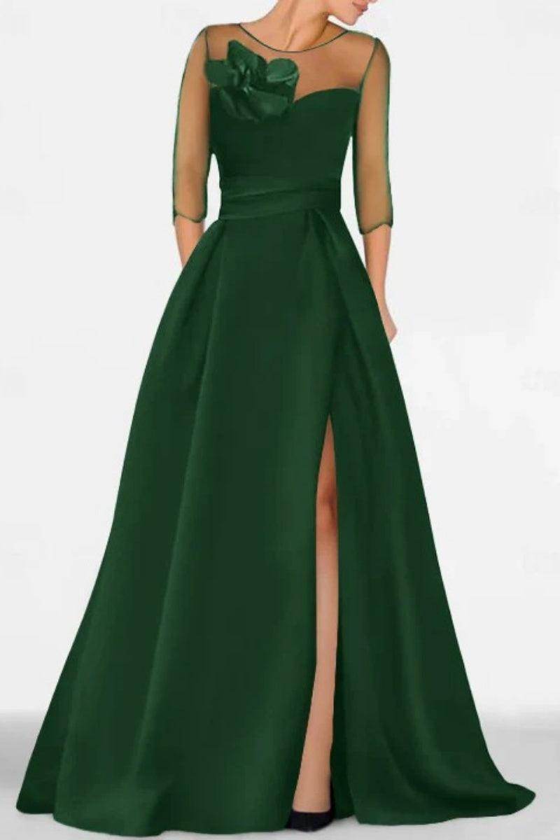 Elegant A Line Sweetheart 3/4 Sleeves High Split Mother of the Bride Dress