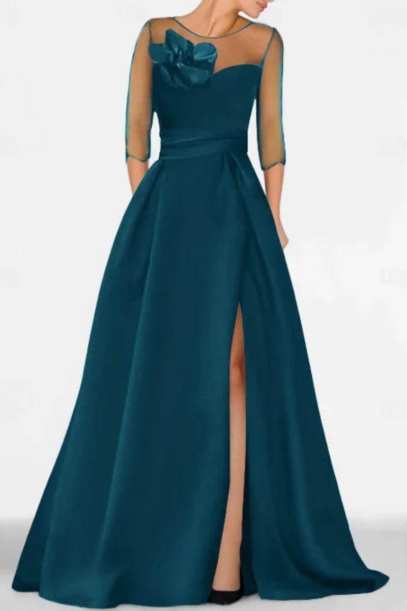 Elegant A Line Sweetheart 3/4 Sleeves High Split Mother of the Bride Dress