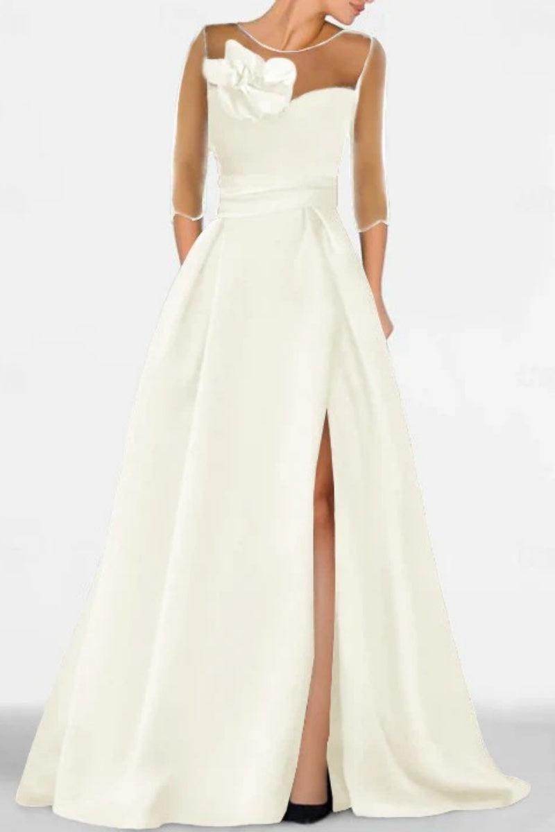 Elegant A Line Sweetheart 3/4 Sleeves High Split Mother of the Bride Dress