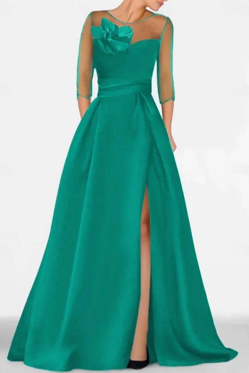 Elegant A Line Sweetheart 3/4 Sleeves High Split Mother of the Bride Dress
