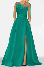 Elegant A Line Sweetheart 3/4 Sleeves High Split Mother of the Bride Dress