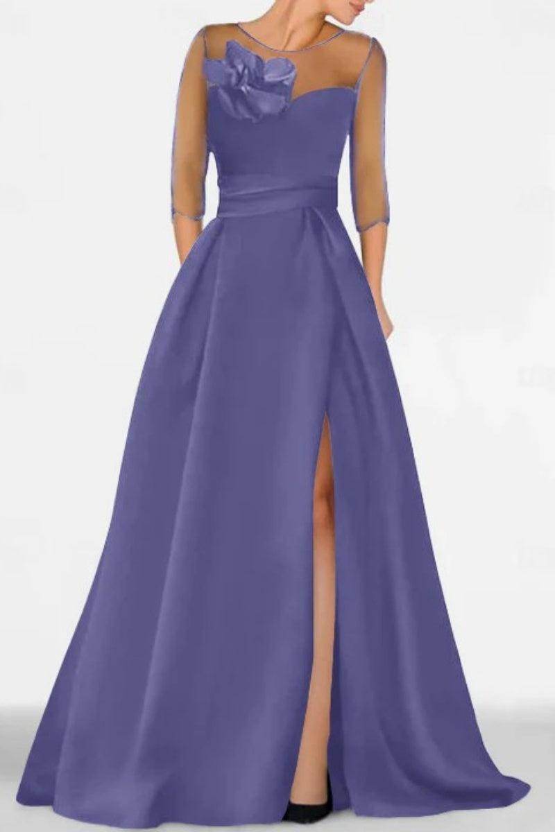 Elegant A Line Sweetheart 3/4 Sleeves High Split Mother of the Bride Dress
