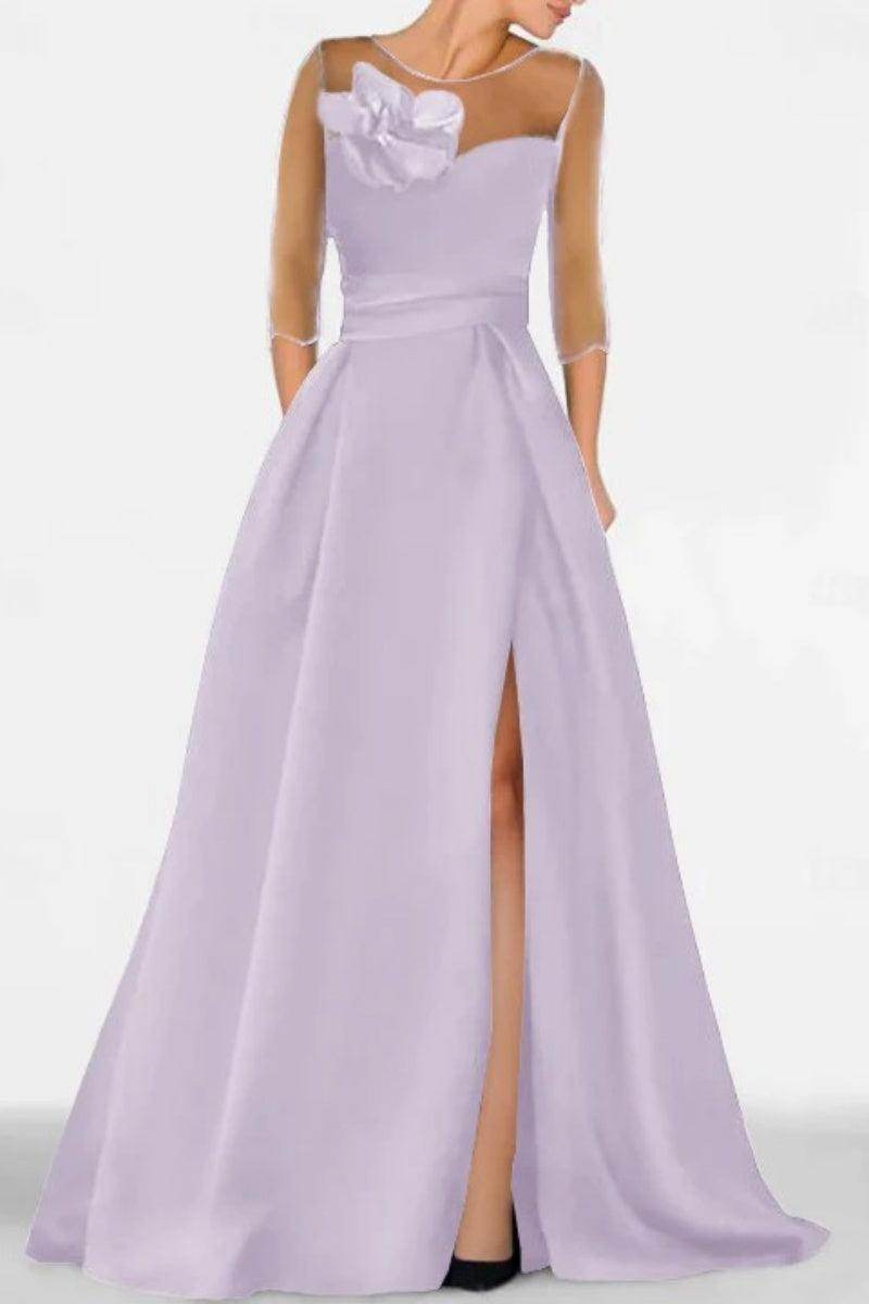 Elegant A Line Sweetheart 3/4 Sleeves High Split Mother of the Bride Dress