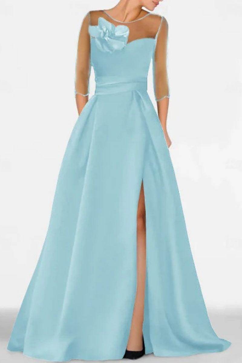 Elegant A Line Sweetheart 3/4 Sleeves High Split Mother of the Bride Dress