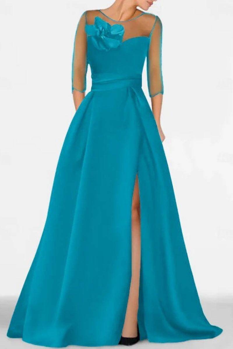 Elegant A Line Sweetheart 3/4 Sleeves High Split Mother of the Bride Dress