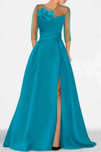 Elegant A Line Sweetheart 3/4 Sleeves High Split Mother of the Bride Dress