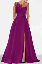 Elegant A Line Sweetheart 3/4 Sleeves High Split Mother of the Bride Dress
