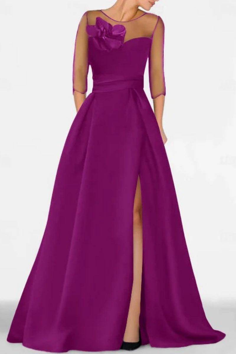 Elegant A Line Sweetheart 3/4 Sleeves High Split Mother of the Bride Dress