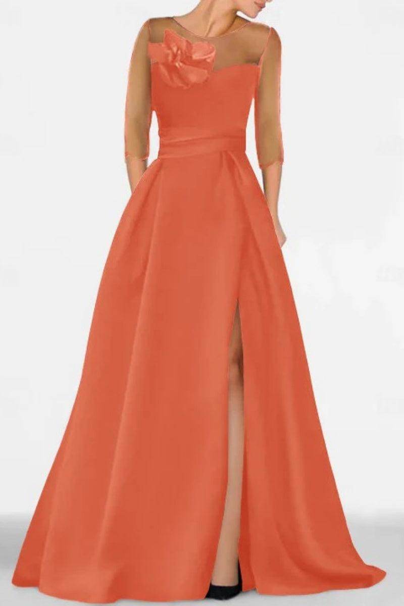 Elegant A Line Sweetheart 3/4 Sleeves High Split Mother of the Bride Dress