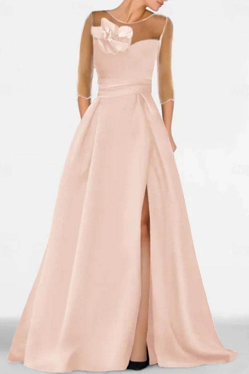 Elegant A Line Sweetheart 3/4 Sleeves High Split Mother of the Bride Dress