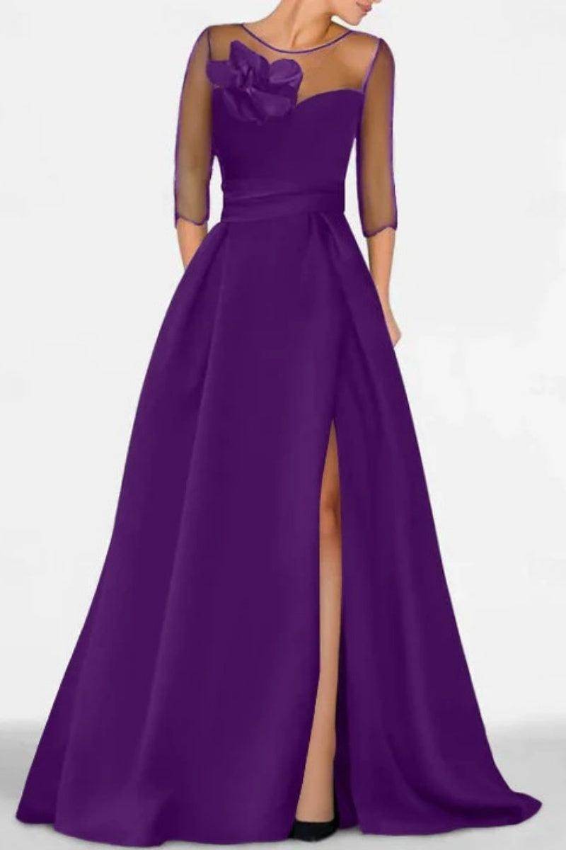 Elegant A Line Sweetheart 3/4 Sleeves High Split Mother of the Bride Dress