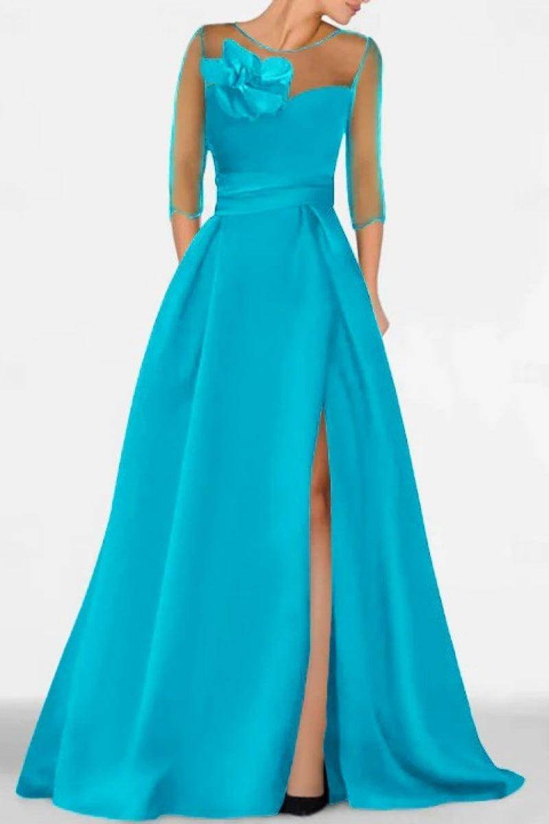 Elegant A Line Sweetheart 3/4 Sleeves High Split Mother of the Bride Dress