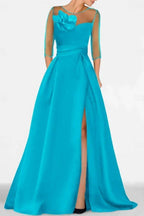 Elegant A Line Sweetheart 3/4 Sleeves High Split Mother of the Bride Dress