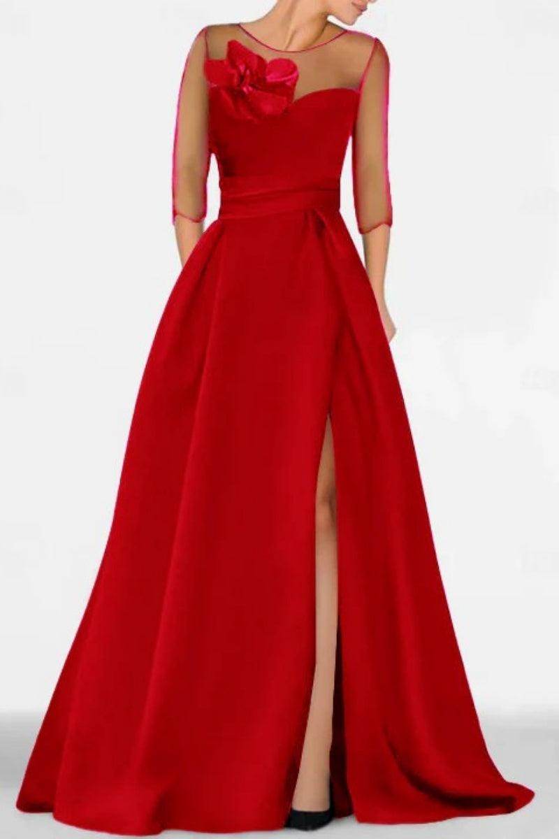 Elegant A Line Sweetheart 3/4 Sleeves High Split Mother of the Bride Dress