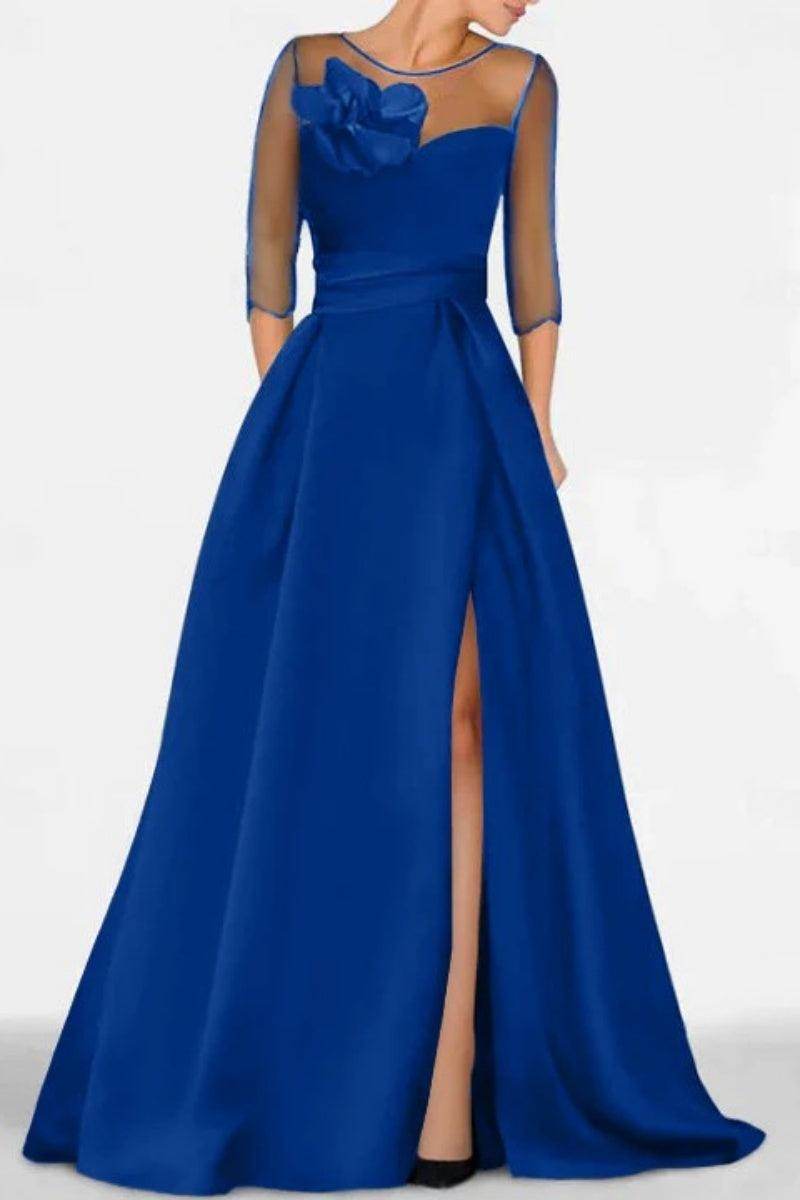 Elegant A Line Sweetheart 3/4 Sleeves High Split Mother of the Bride Dress