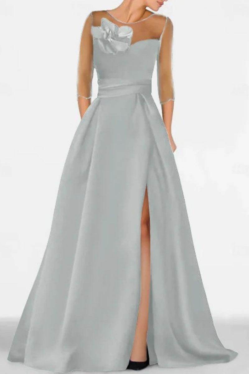 Elegant A Line Sweetheart 3/4 Sleeves High Split Mother of the Bride Dress