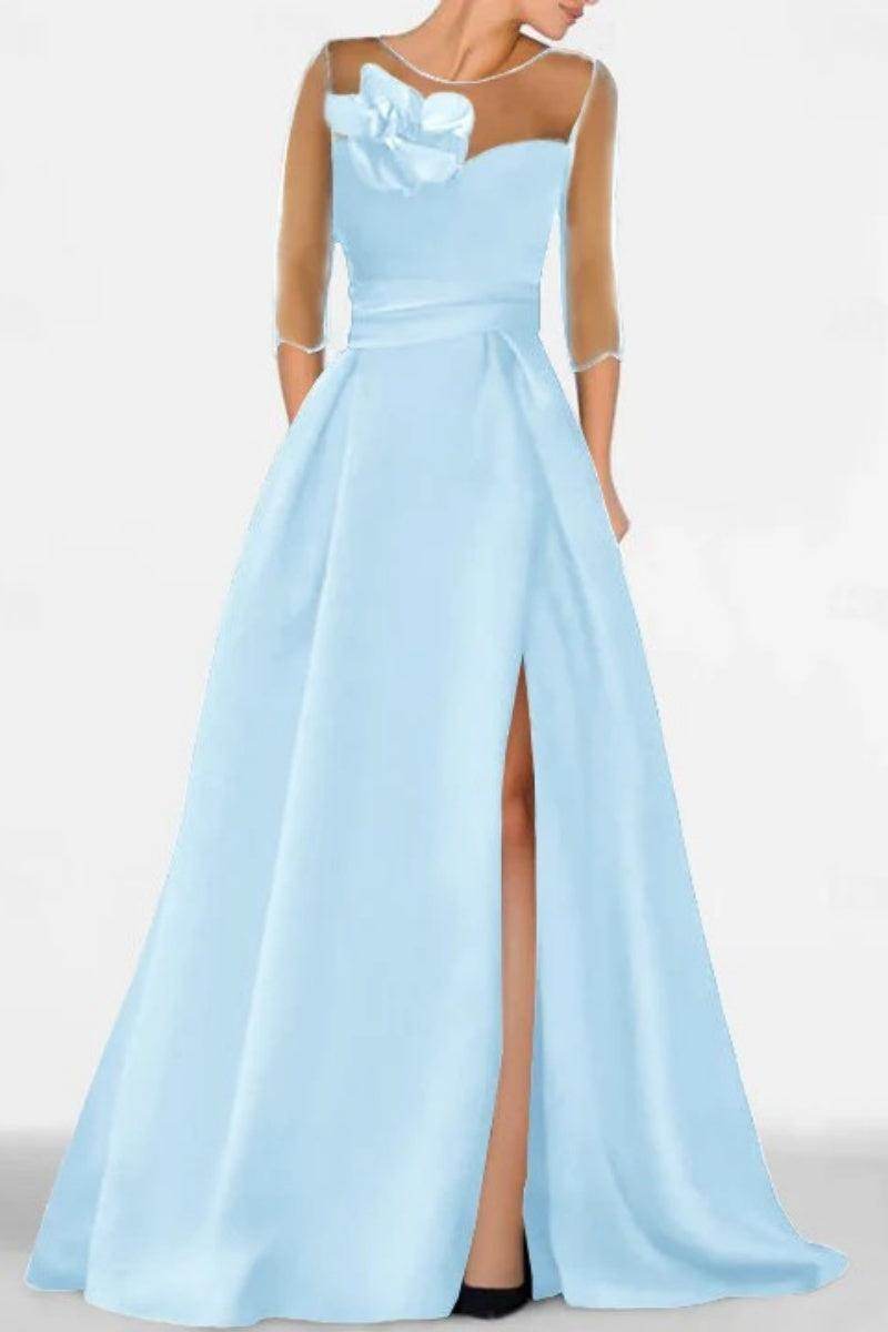 Elegant A Line Sweetheart 3/4 Sleeves High Split Mother of the Bride Dress
