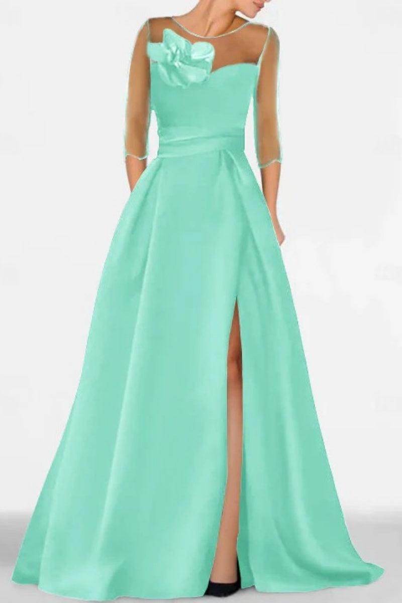 Elegant A Line Sweetheart 3/4 Sleeves High Split Mother of the Bride Dress