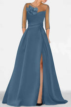 Elegant A Line Sweetheart 3/4 Sleeves High Split Mother of the Bride Dress