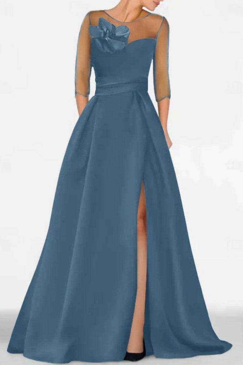 Elegant A Line Sweetheart 3/4 Sleeves High Split Mother of the Bride Dress