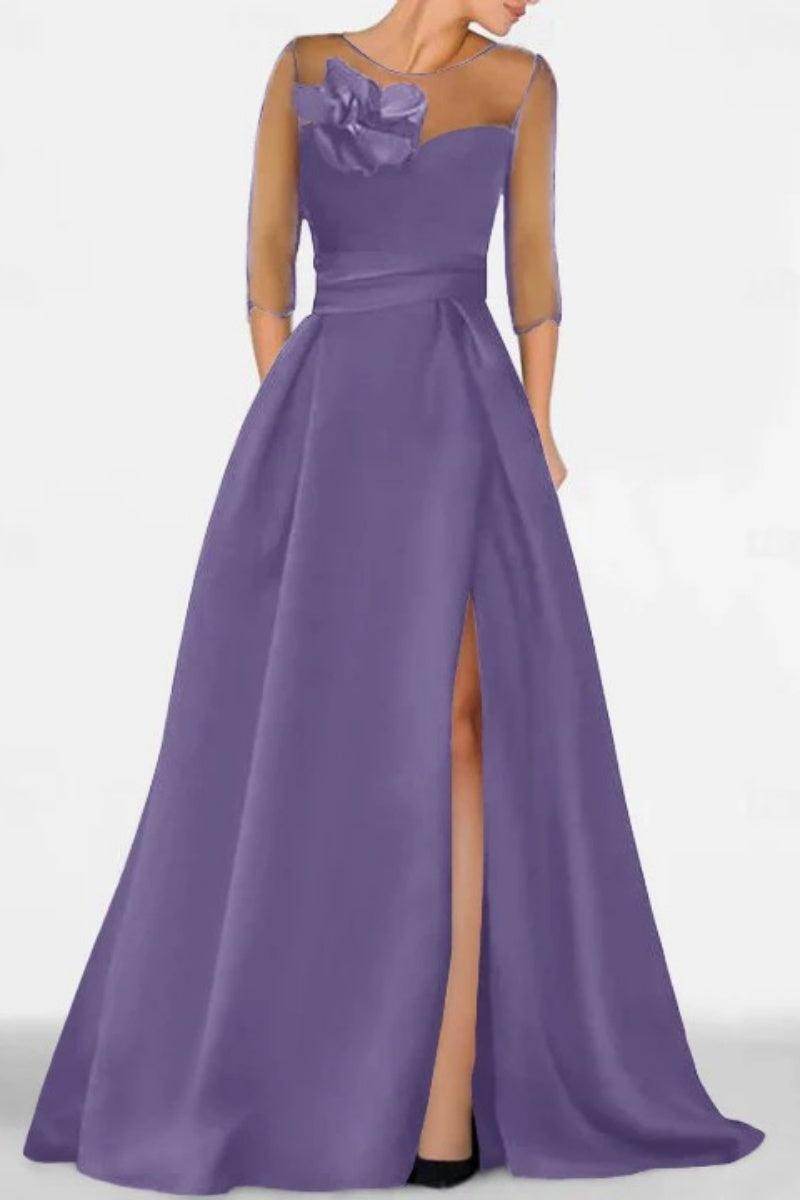 Elegant A Line Sweetheart 3/4 Sleeves High Split Mother of the Bride Dress