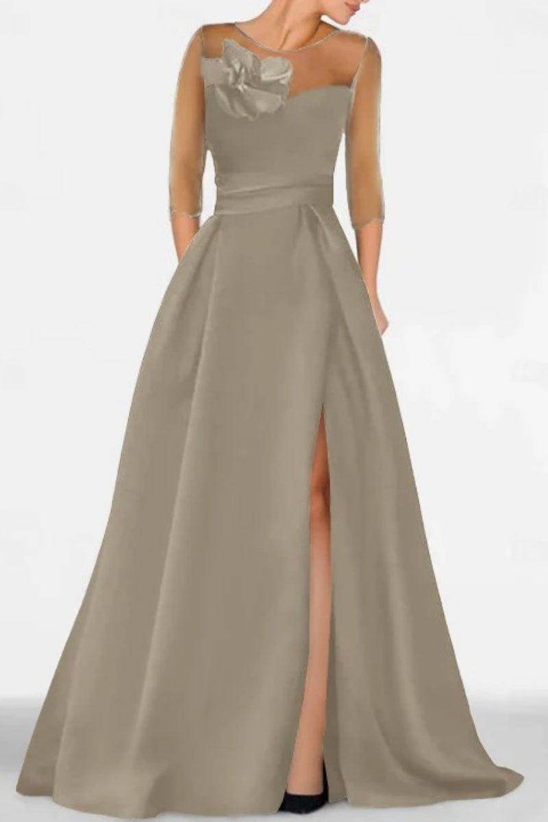 Elegant A Line Sweetheart 3/4 Sleeves High Split Mother of the Bride Dress
