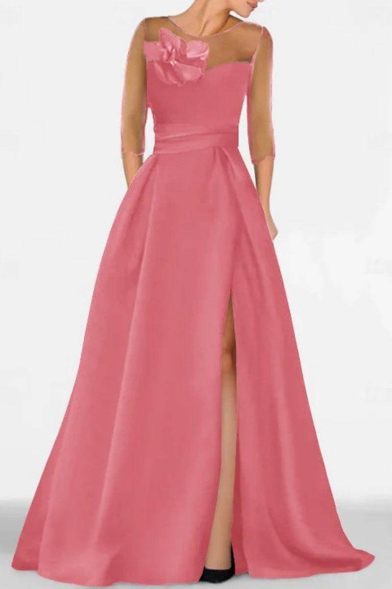 Elegant A Line Sweetheart 3/4 Sleeves High Split Mother of the Bride Dress
