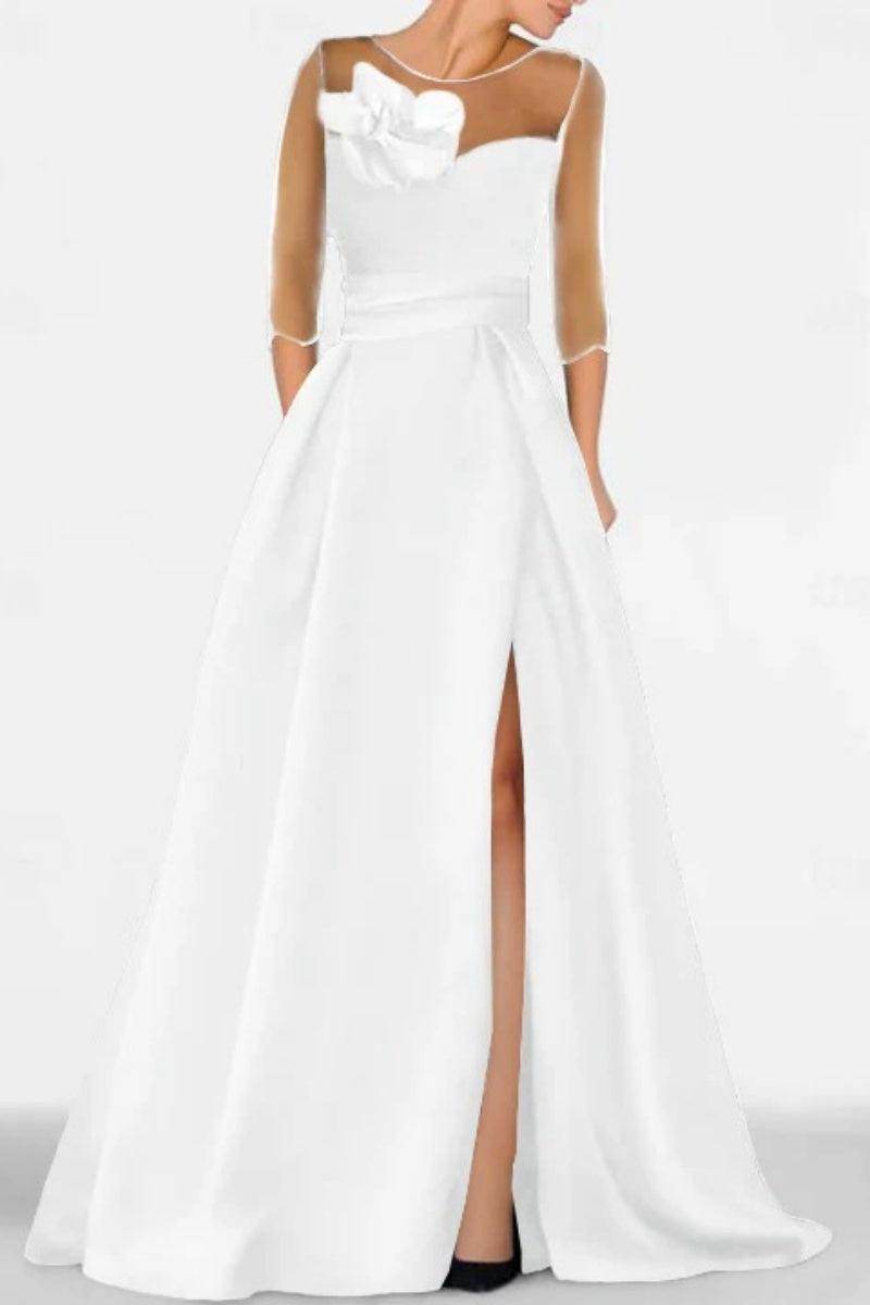 Elegant A Line Sweetheart 3/4 Sleeves High Split Mother of the Bride Dress