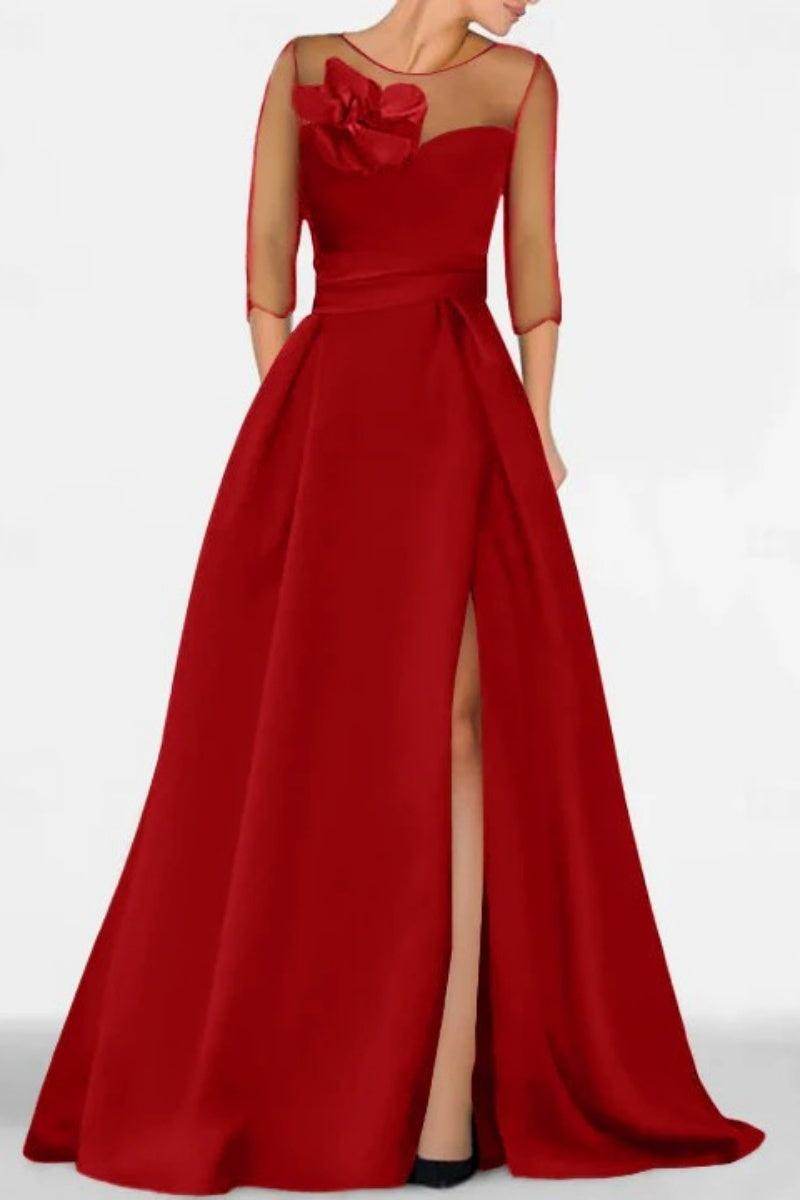 Elegant A Line Sweetheart 3/4 Sleeves High Split Mother of the Bride Dress