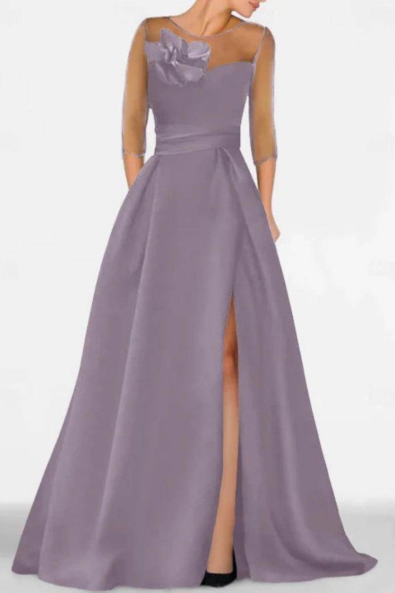 Elegant A Line Sweetheart 3/4 Sleeves High Split Mother of the Bride Dress