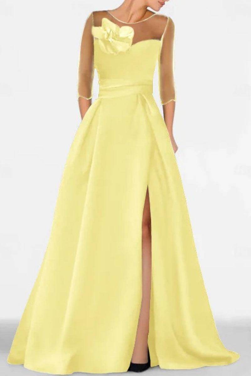 Elegant A Line Sweetheart 3/4 Sleeves High Split Mother of the Bride Dress